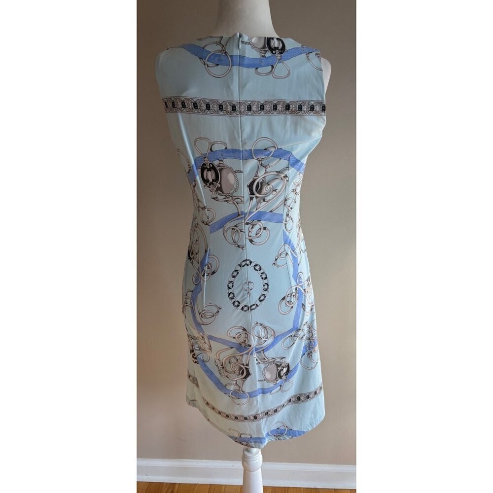 J.McLaughlin Catalina Cloth Equestrian Print Sleeveless Sheath Dress Blue XS - Picture 5 of 14